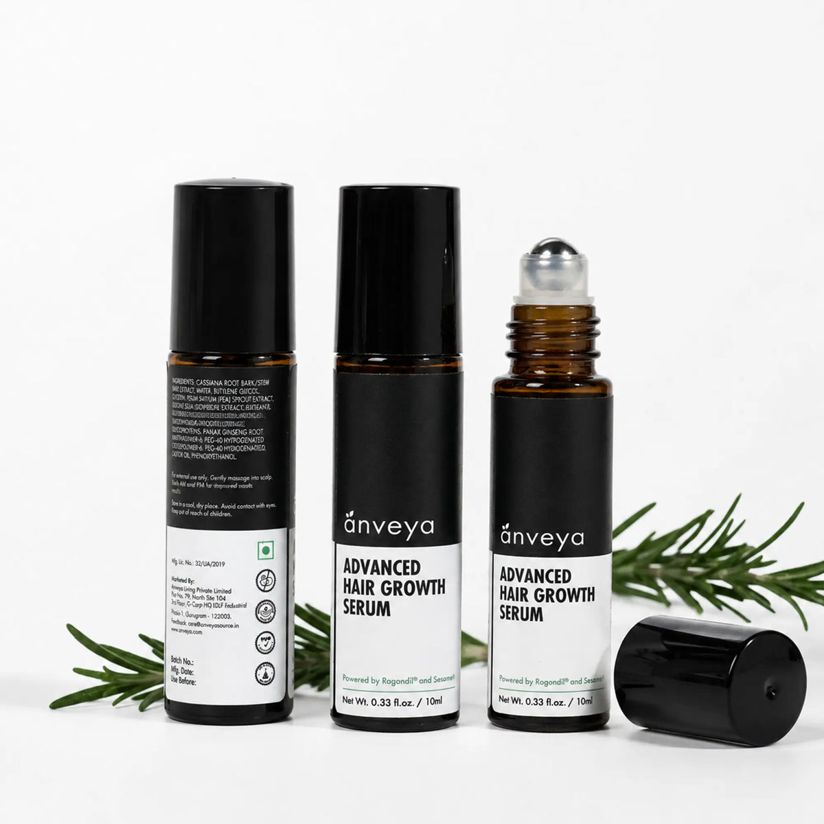 Advanced Hair Growth Serum Roll-On – Redensyl, Anagain & Caffeine, DHT Blocker, 3x10ml